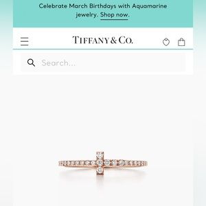 💍 Tiffany T Diamond Wire Band Ring 18k Rose Gold / Size 5